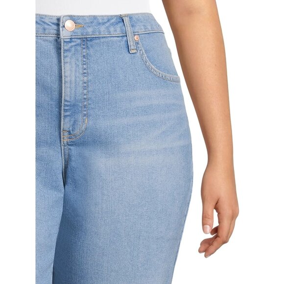 Terra & Sky Women's Plus Size Core Straight Leg Jeans, Size 24W, Light Wash - Picture 3 of 5